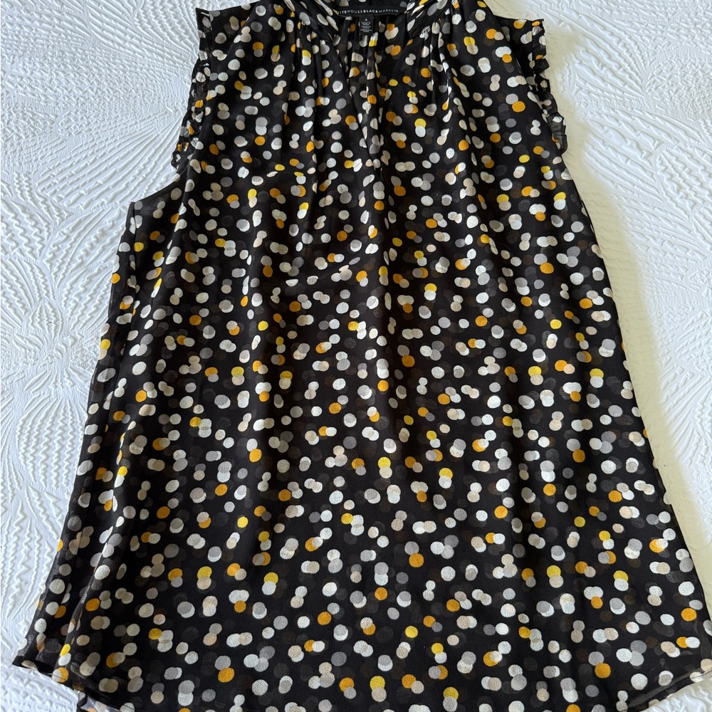 White House Black Market A-line Ruffled Blouse Black and Yellow